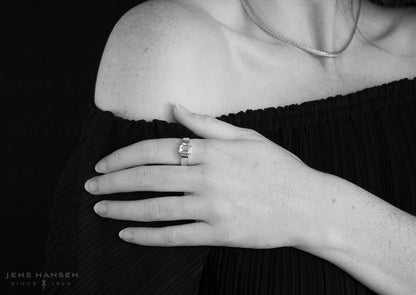 Emerald cut Gemstone Ring, White Gold