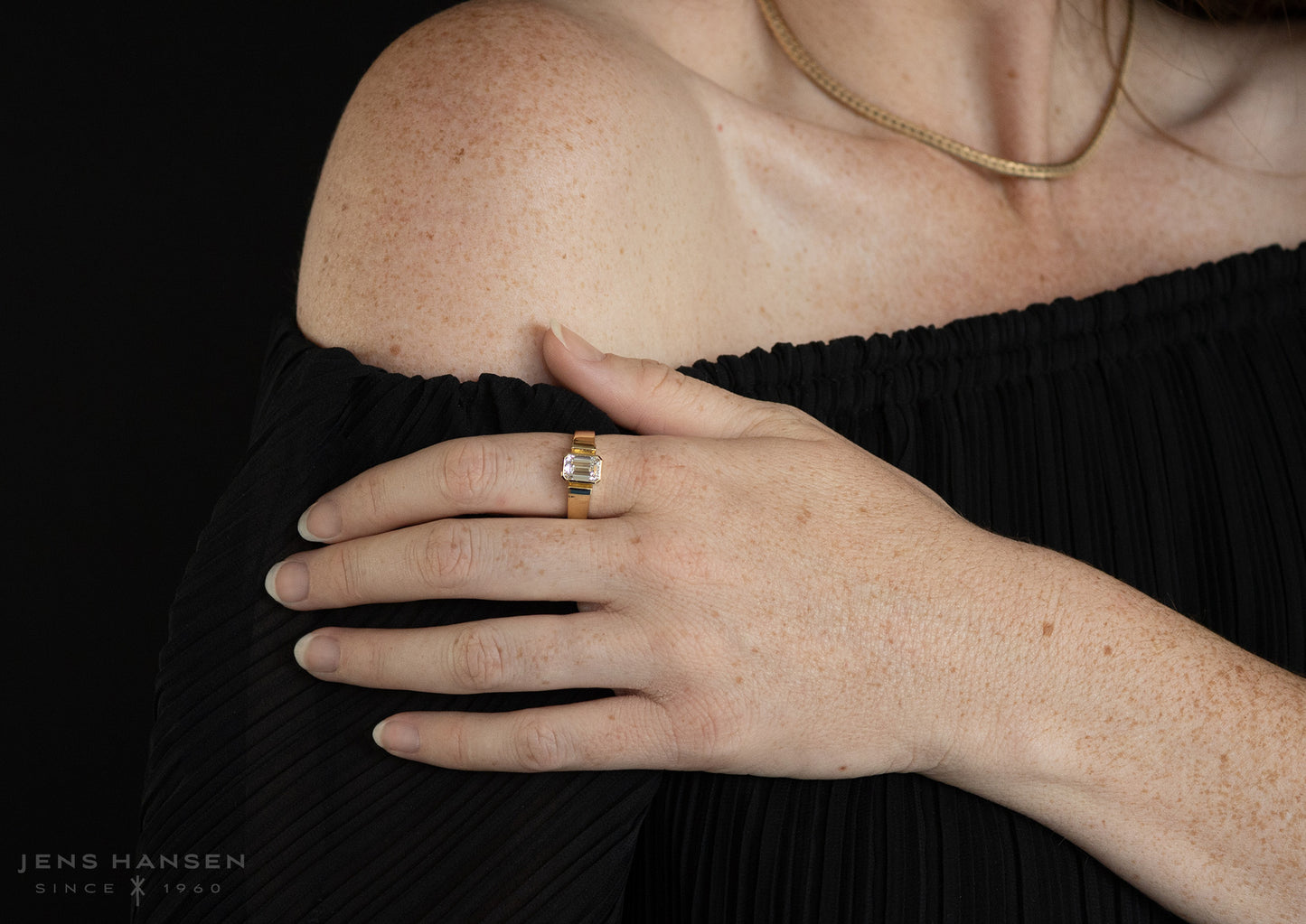 Emerald cut Gemstone Ring, Yellow Gold