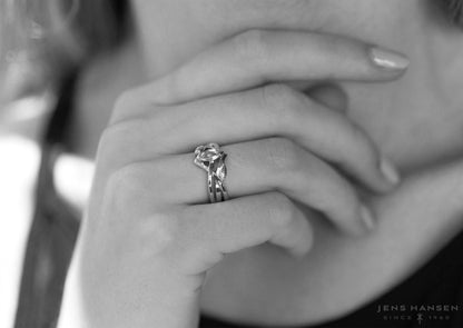 Marquise Gemstone Elvish Woodland Ring, Red Gold