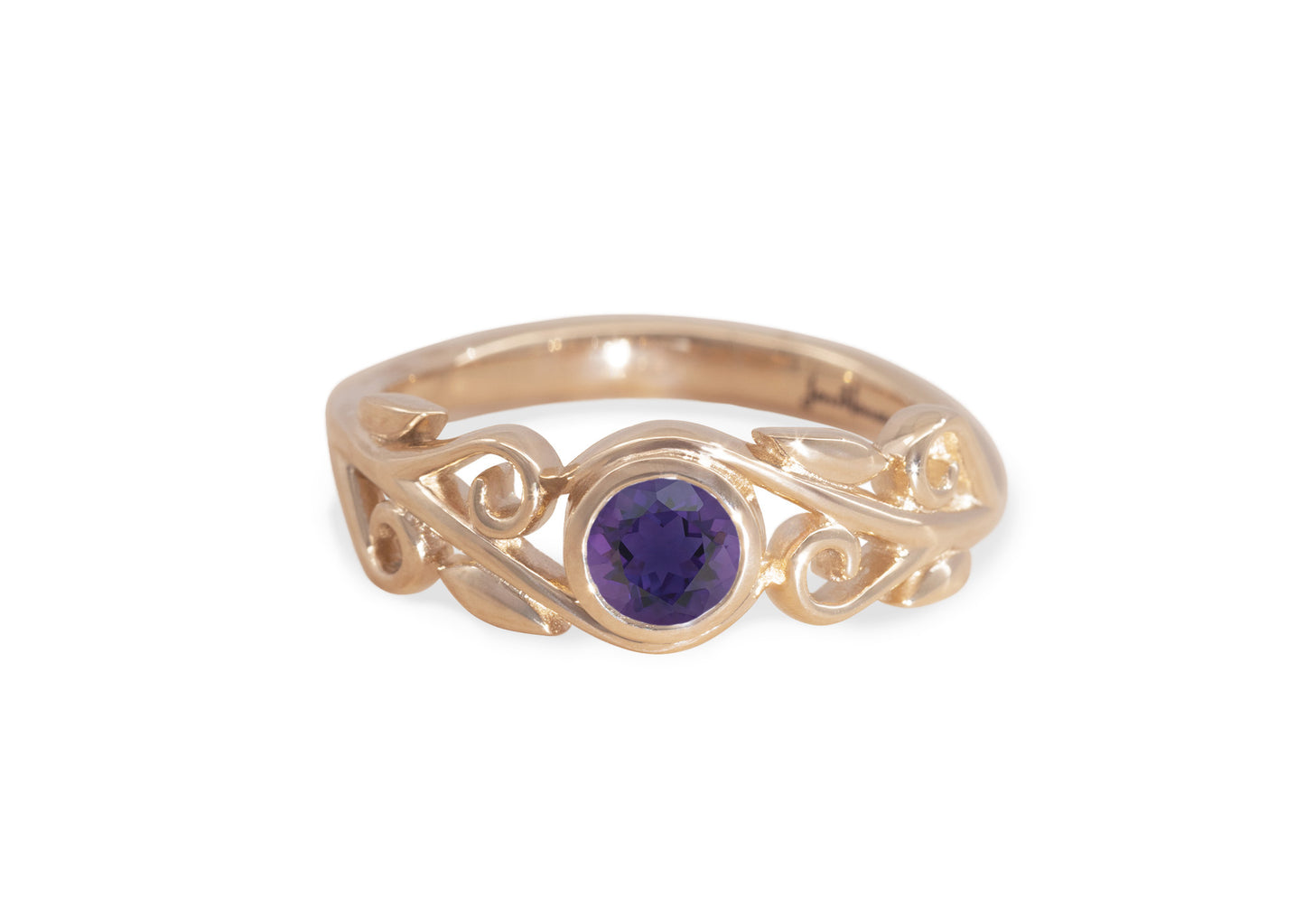 Coloured Gemstone Elvish Vine Ring, Red Gold