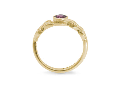 Precious Gemstone Elvish Vine Ring, Yellow Gold