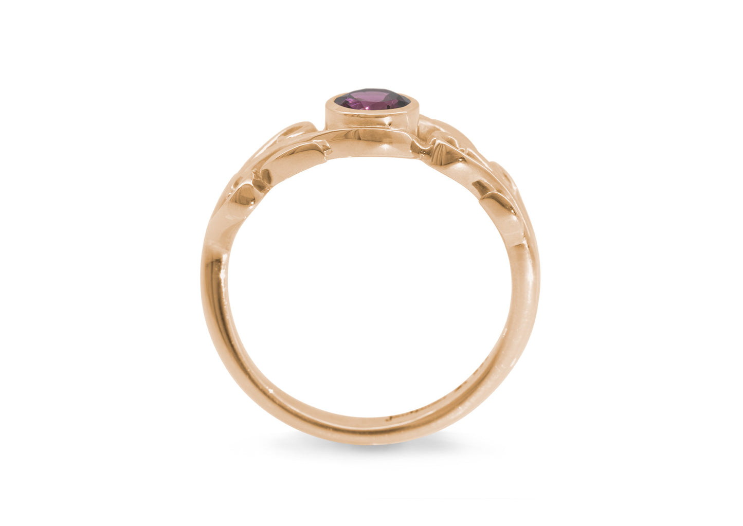 Precious Gemstone Elvish Vine Ring, Red Gold