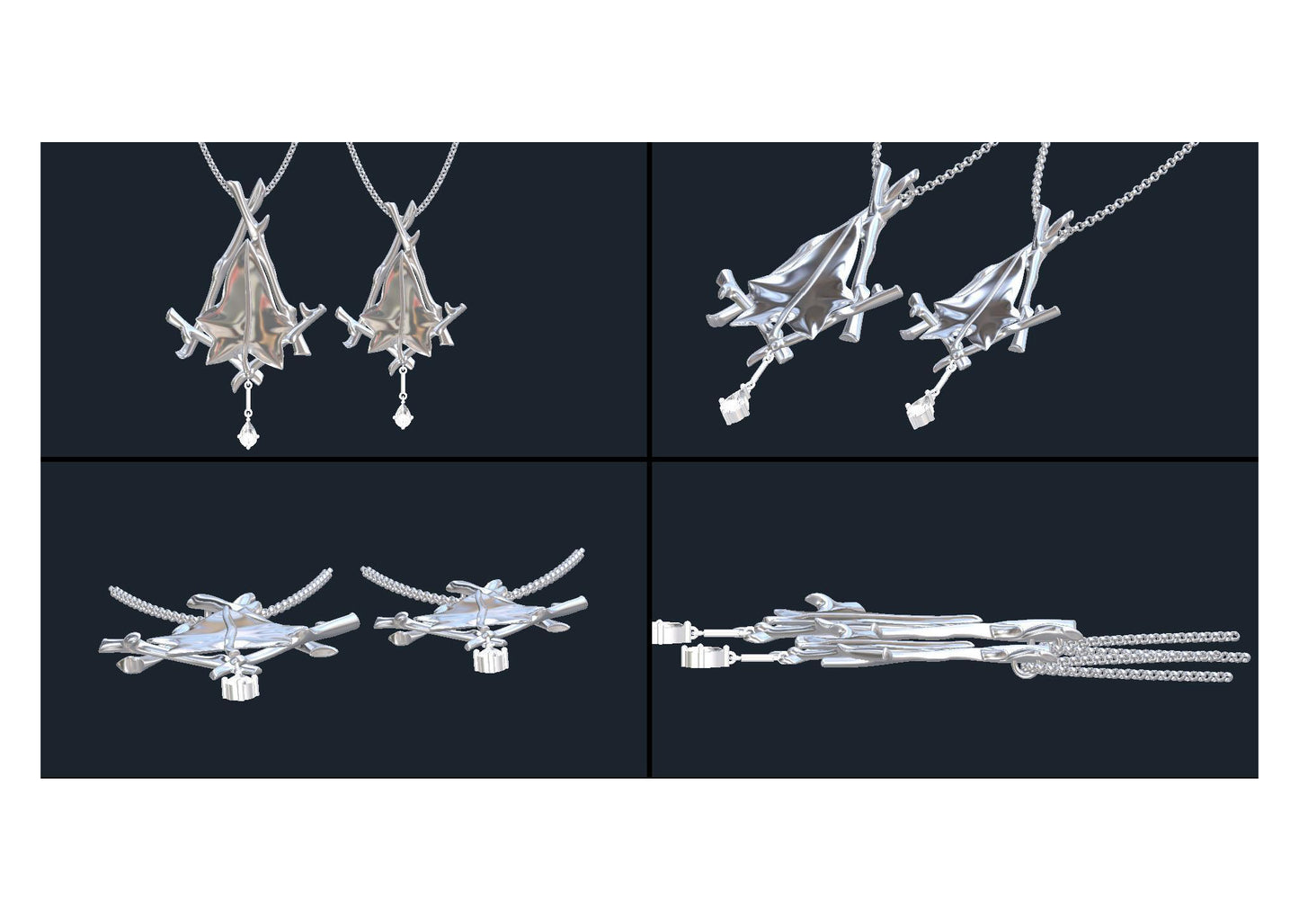 Elven Leaf Pendants, Platinum