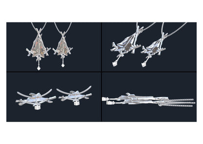 Elven Leaf Pendants, Platinum