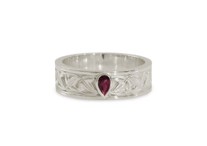 Elvish Leaf Gemstone Ring, White Gold & Platinum
