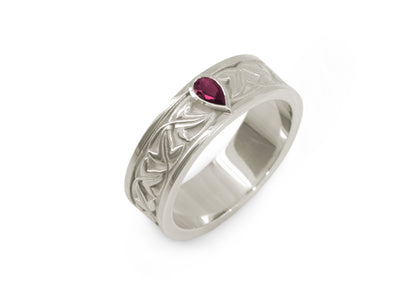 Elvish Leaf Gemstone Ring, White Gold & Platinum