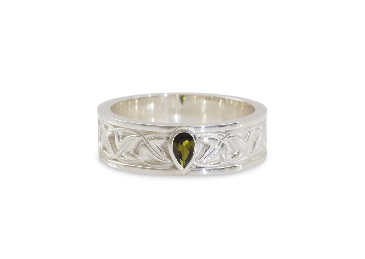 Elvish Leaf Gemstone Ring, Sterling Silver