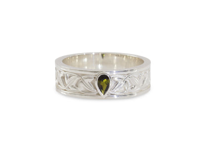 Elvish Leaf Gemstone Ring, Sterling Silver