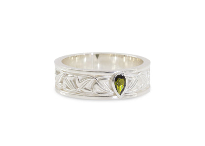 Elvish Leaf Gemstone Ring, Sterling Silver