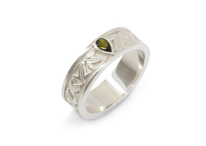 Elvish Leaf Gemstone Ring, Sterling Silver