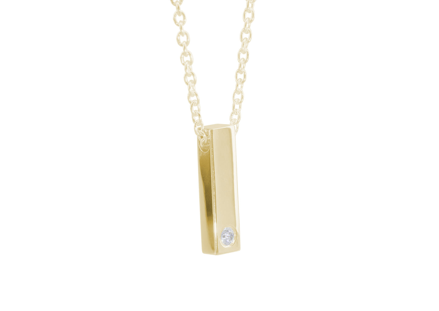 Rectangle Love Stories Diamond Pendant, Yellow Gold