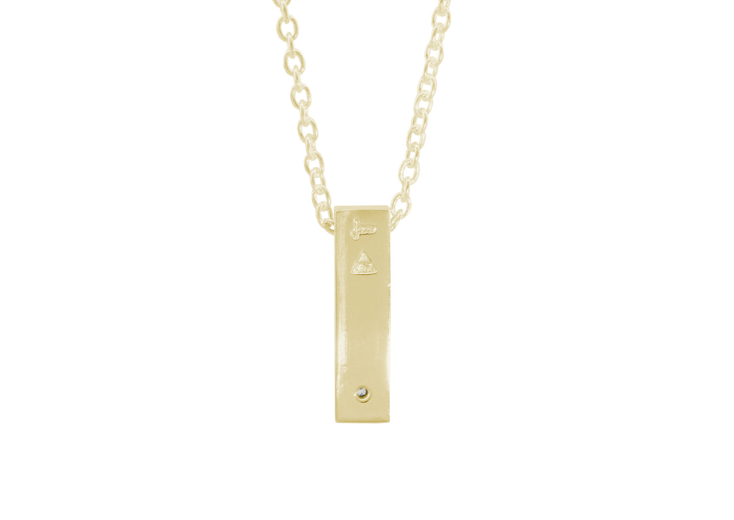 Rectangle Love Stories Diamond Pendant, Yellow Gold