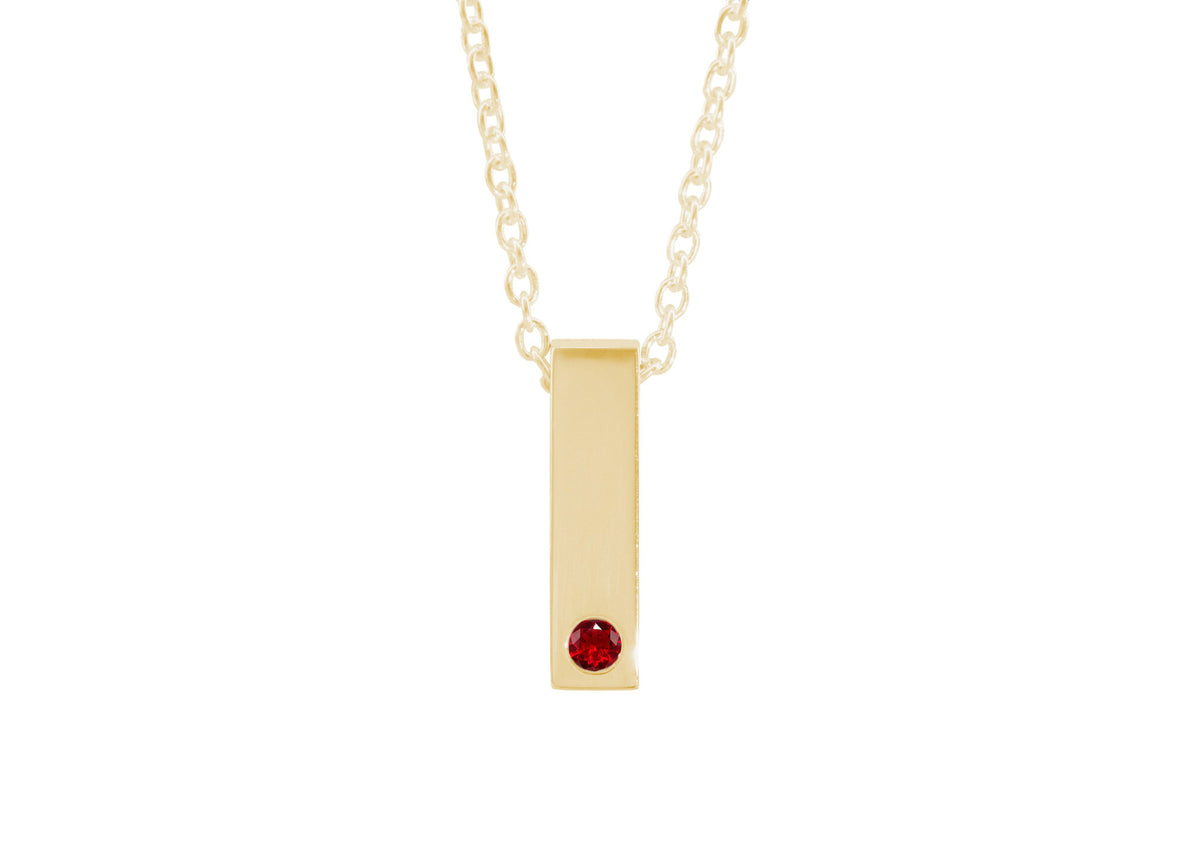 Rectangle Love Stories Precious Gemstone Pendant, Yellow Gold