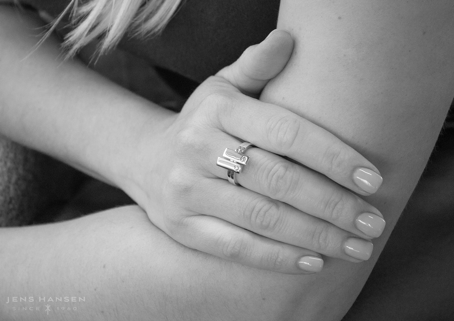 Rectangle Love Stories Stacker Ring, White Gold & Platinum