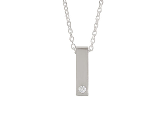 Rectangle Love Stories Diamond Pendant, White Gold