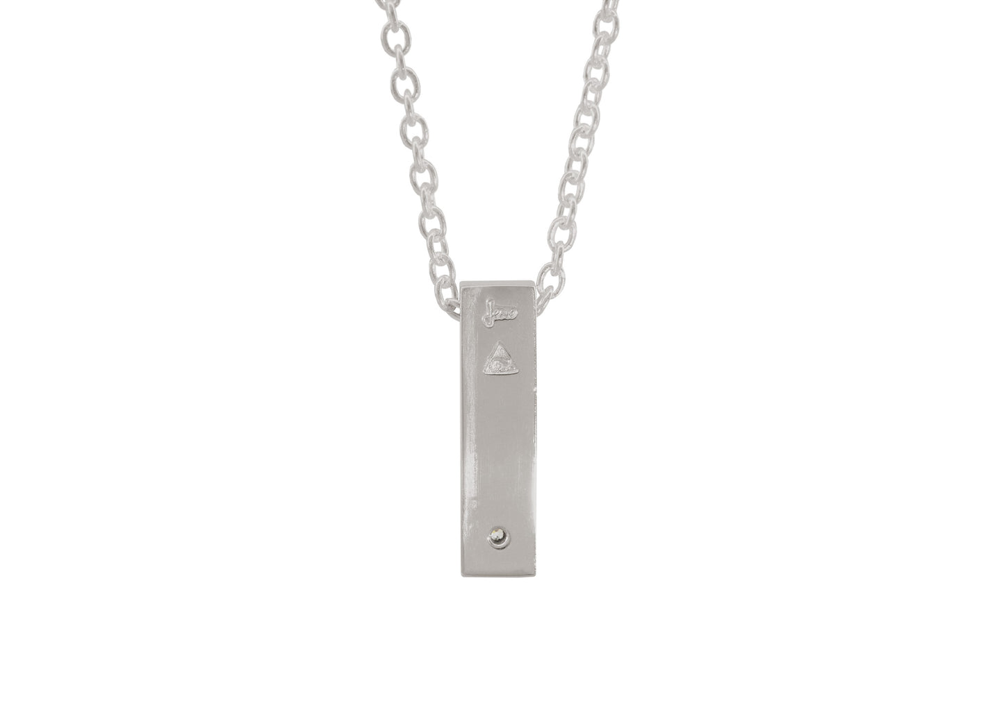 Rectangle Love Stories Diamond Pendant, White Gold