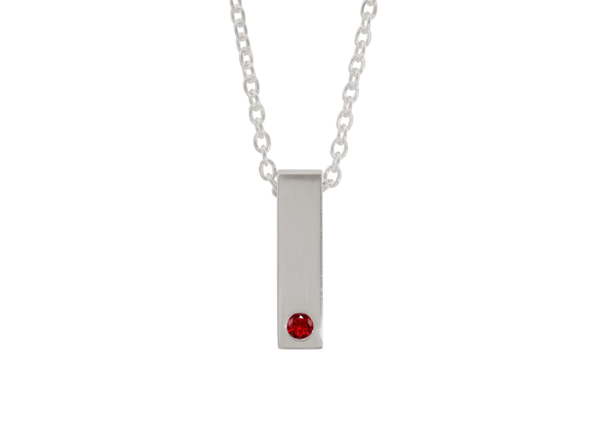 Rectangle Love Stories Precious Gemstone Pendant, White Gold