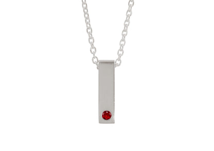 Rectangle Love Stories Precious Gemstone Pendant, White Gold