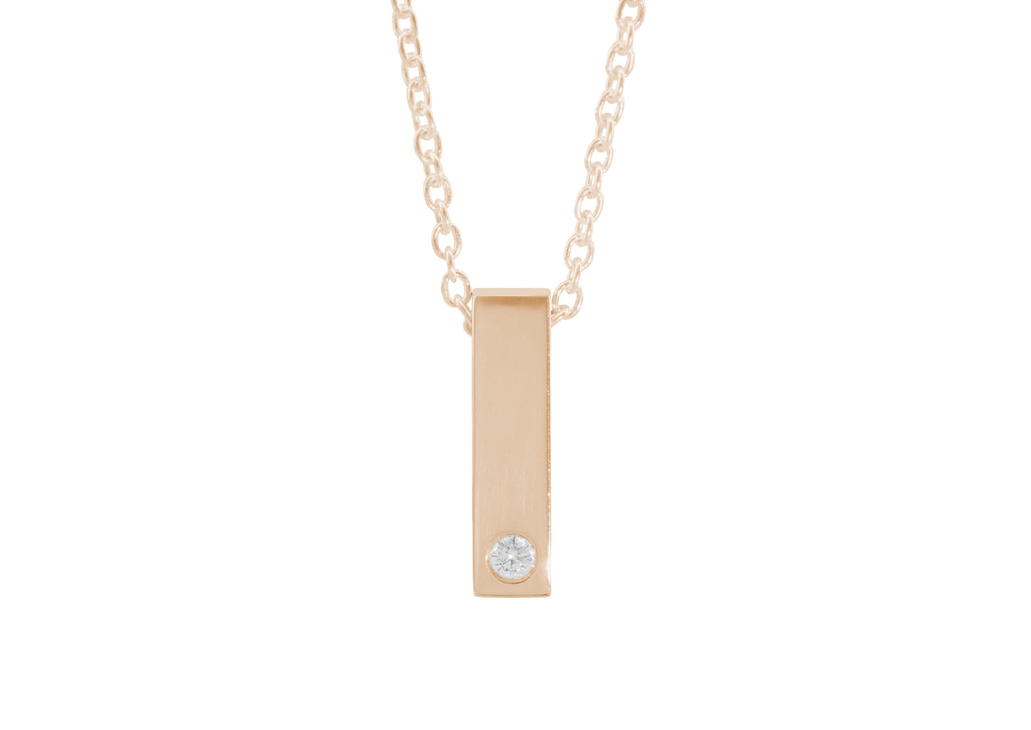 Rectangle Love Stories Diamond Pendant, Red Gold