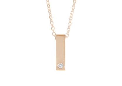 Rectangle Love Stories Diamond Pendant, Red Gold