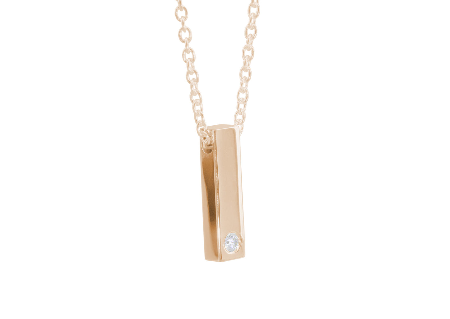 Rectangle Love Stories Diamond Pendant, Red Gold