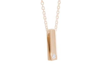 Rectangle Love Stories Diamond Pendant, Red Gold
