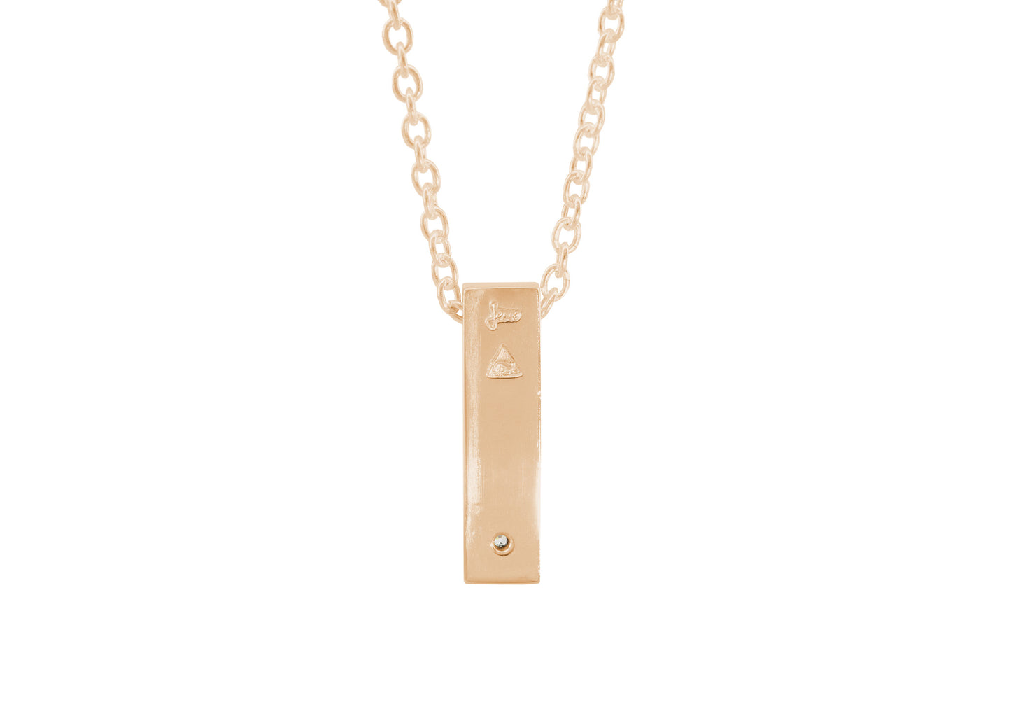 Rectangle Love Stories Diamond Pendant, Red Gold