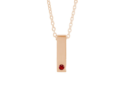 Rectangle Love Stories Precious Gemstone Pendant, Red Gold