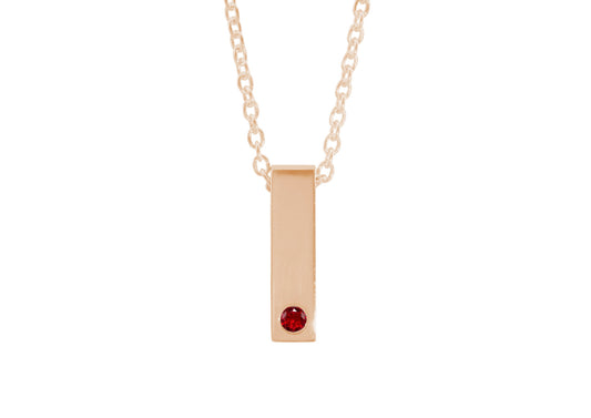 Rectangle Love Stories Precious Gemstone Pendant, Red Gold