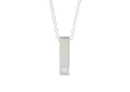 Rectangle Love Stories Diamond Pendant, Sterling Silver