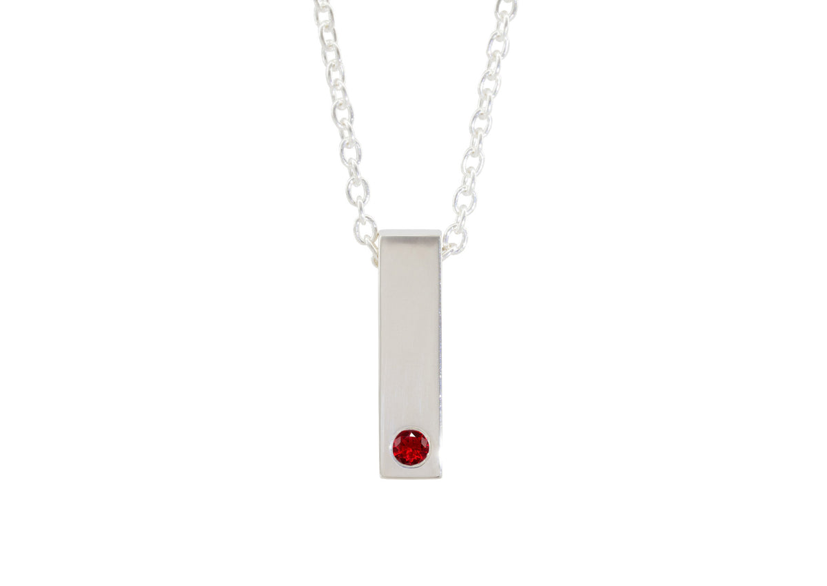 Rectangle Love Stories Precious Gemstone Pendant, Sterling Silver