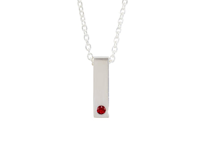 Rectangle Love Stories Precious Gemstone Pendant, Sterling Silver