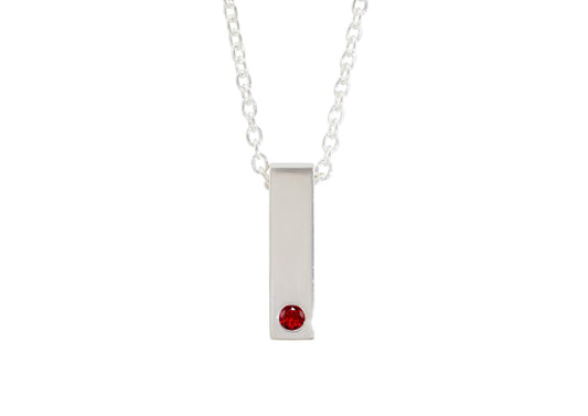 Rectangle Love Stories Precious Gemstone Pendant, Sterling Silver