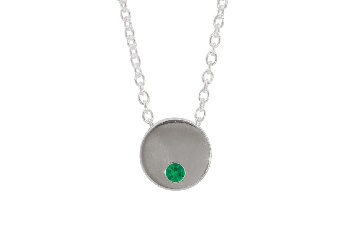 Round Love Stories Precious Gemstone Pendant, White Gold