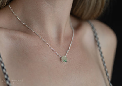 Round Love Stories Precious Gemstone Pendant, White Gold