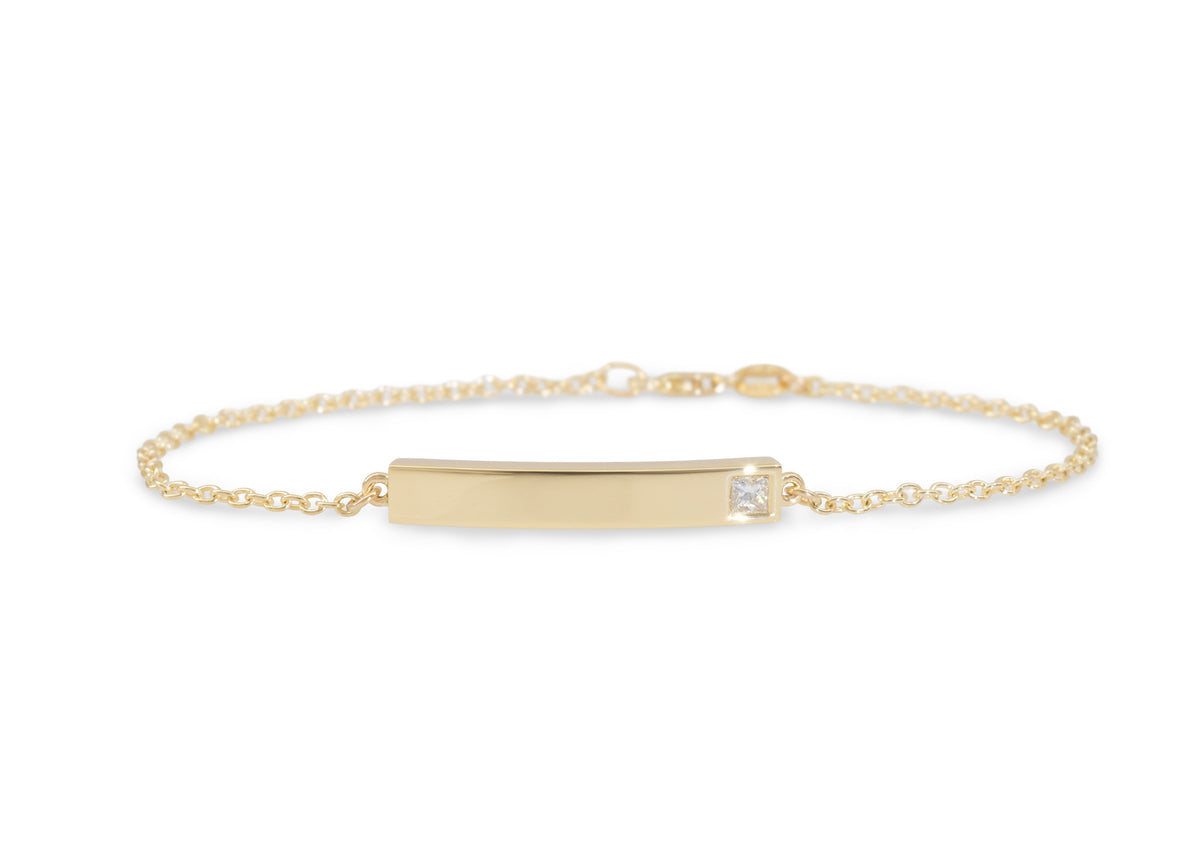 Love Stories Bar Bracelet with Diamond, Yellow Gold