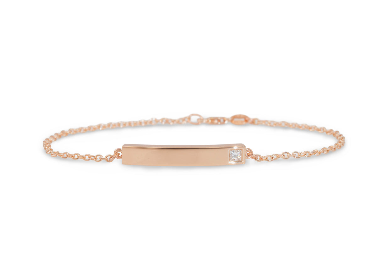 Love Stories Bar Bracelet with Diamond, Red Gold