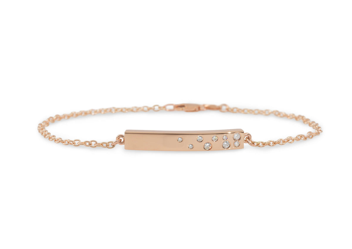 Love Stories Bar Bracelet with Diamond, Red Gold