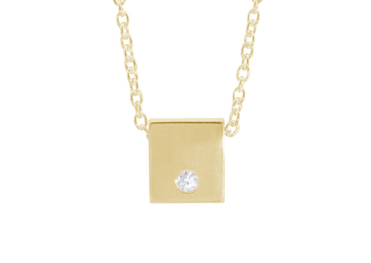 Square Love Stories Diamond Pendant, Yellow Gold