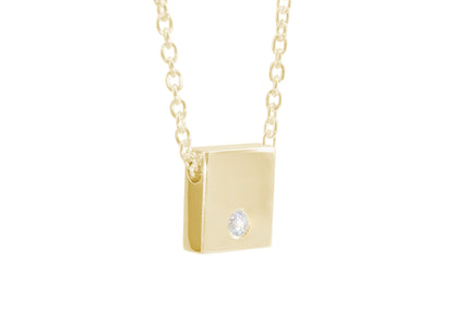 Square Love Stories Diamond Pendant, Yellow Gold