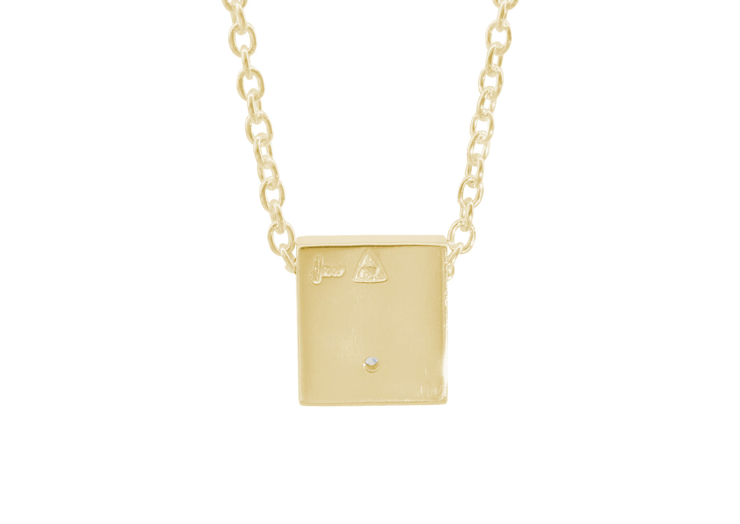 Square Love Stories Diamond Pendant, Yellow Gold