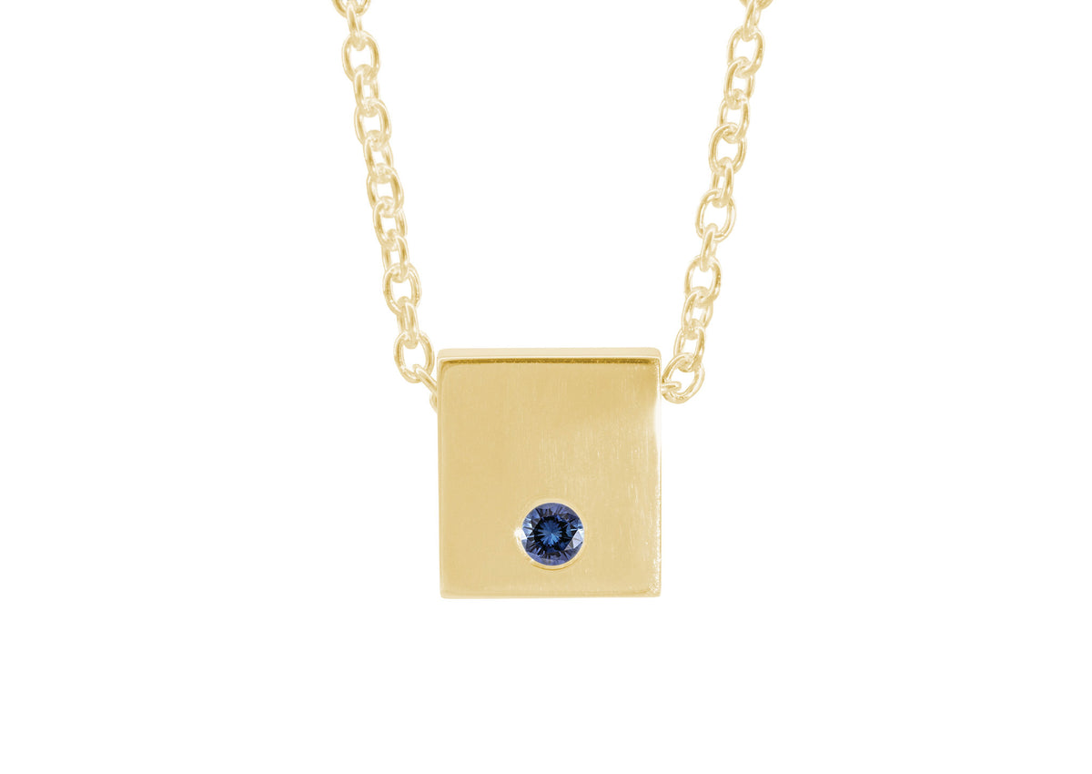 Square Love Stories Precious Gemstone Pendant, Yellow Gold