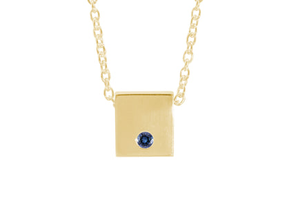 Square Love Stories Precious Gemstone Pendant, Yellow Gold