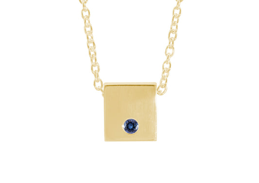 Square Love Stories Precious Gemstone Pendant, Yellow Gold