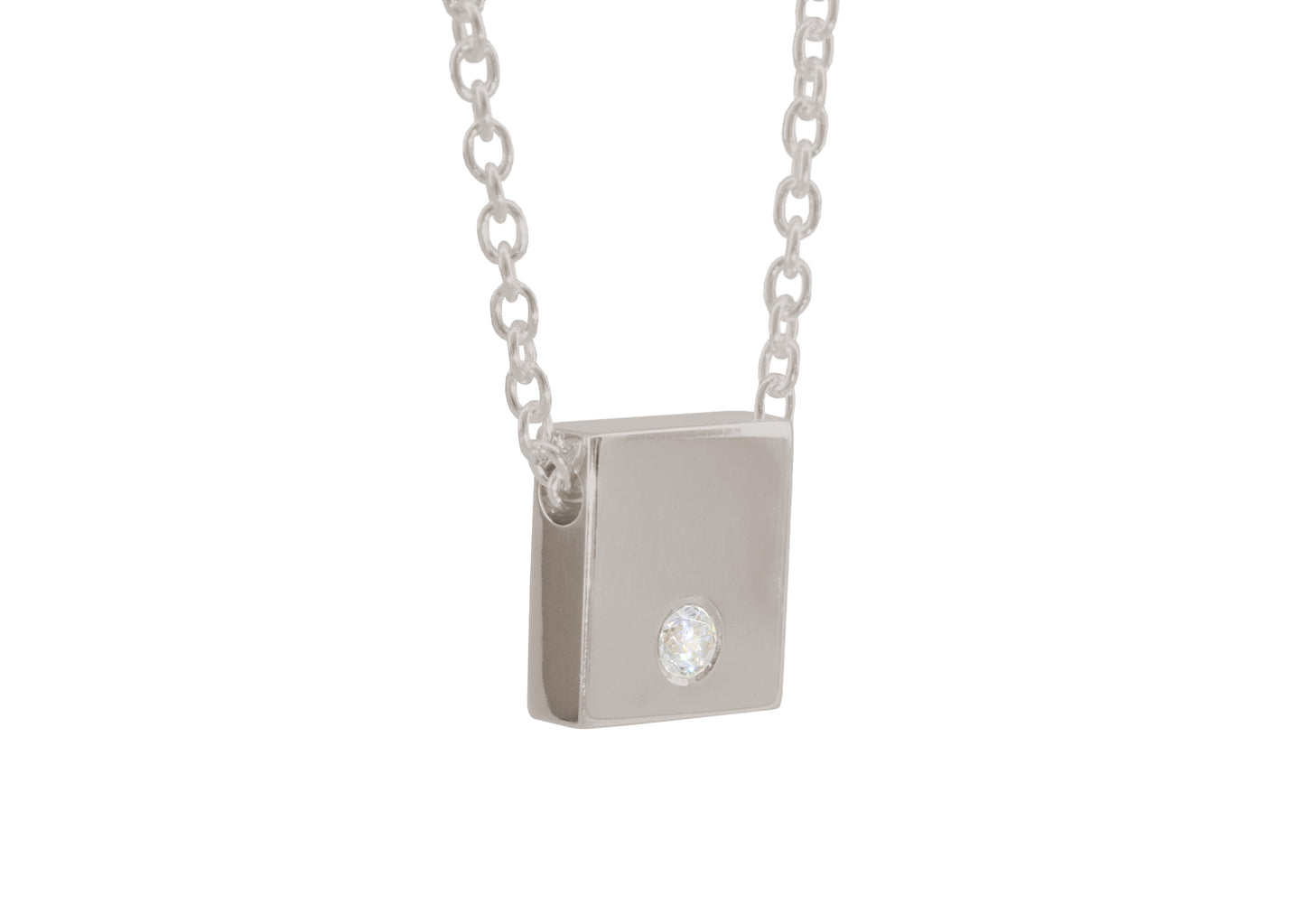Square Love Stories Diamond Pendant, White Gold