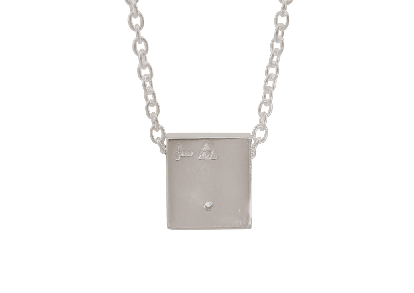 Square Love Stories Diamond Pendant, White Gold