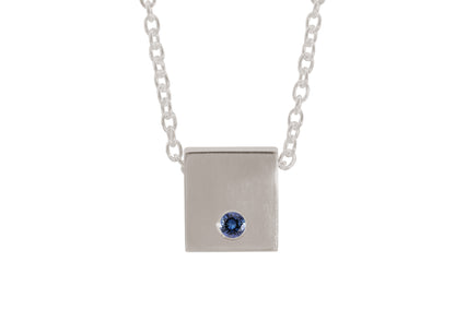 Square Love Stories Precious Gemstone Pendant, White Gold