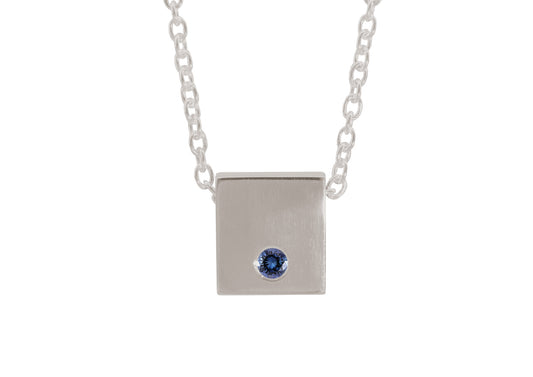 Square Love Stories Precious Gemstone Pendant, White Gold