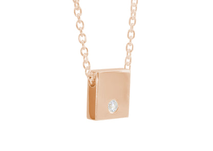 Square Love Stories Diamond Pendant, Red Gold