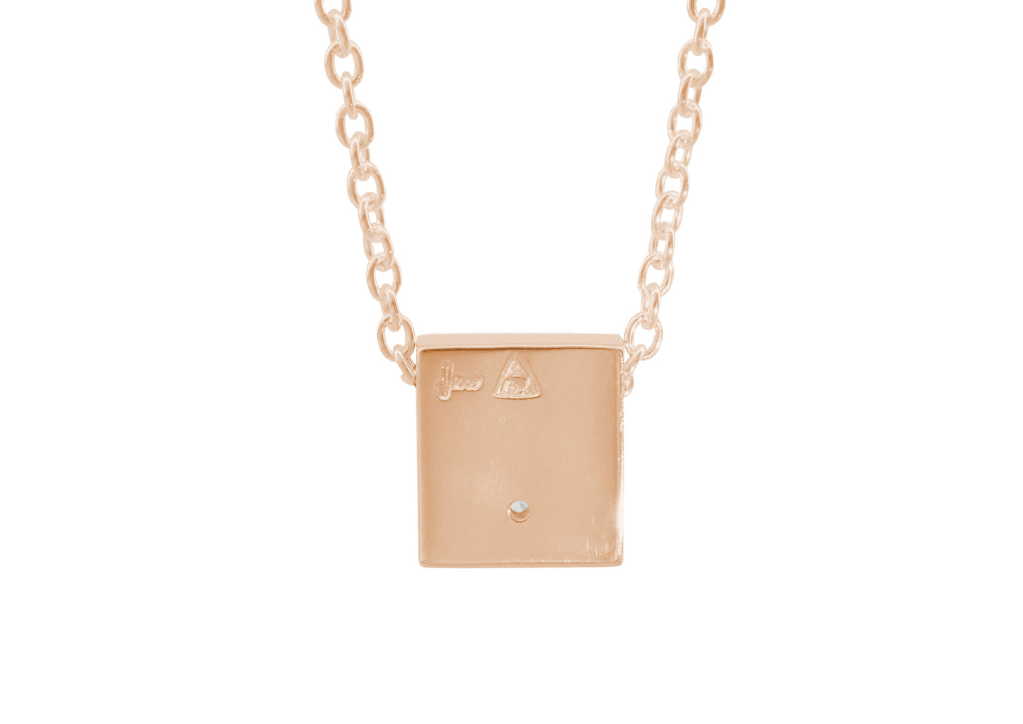 Square Love Stories Diamond Pendant, Red Gold